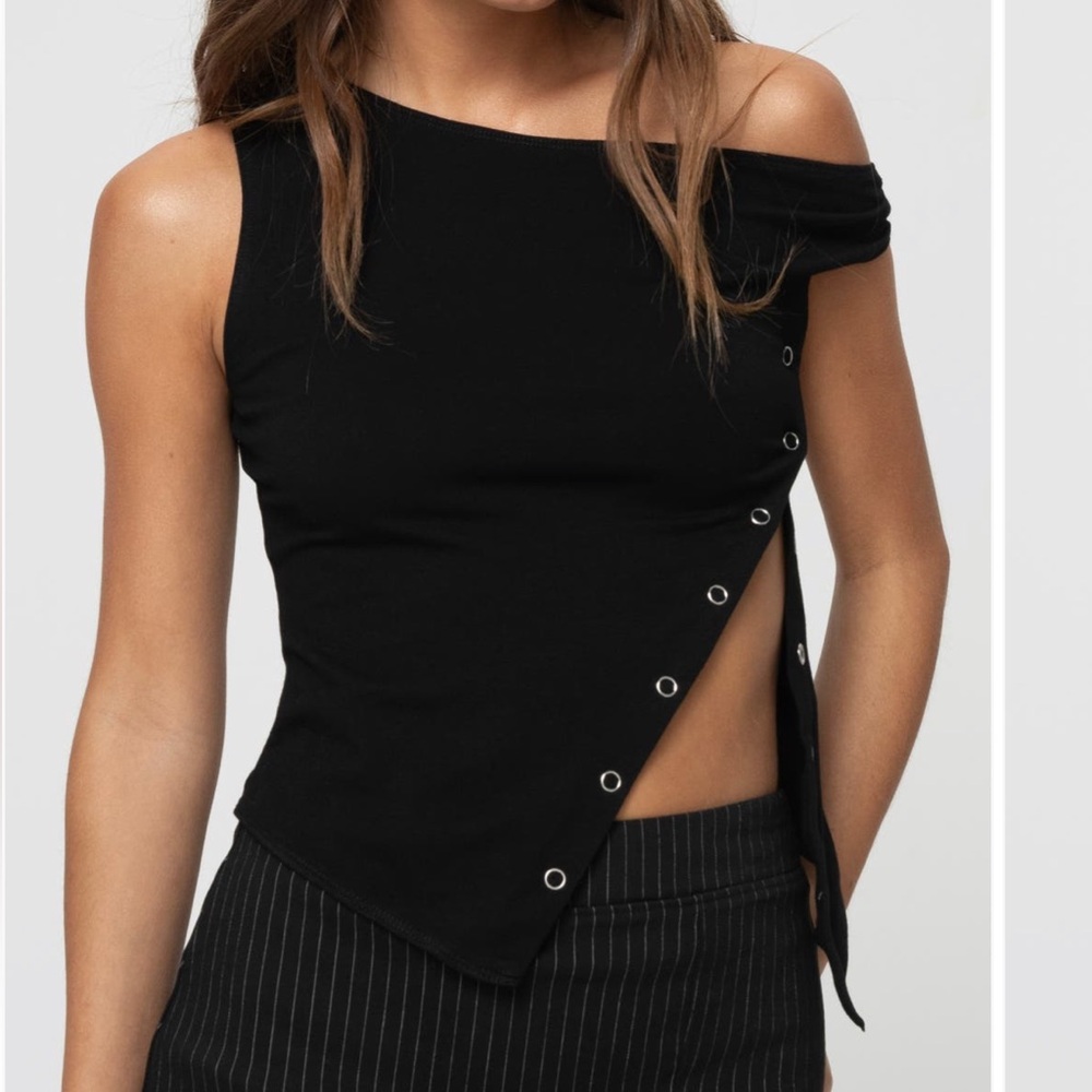 Princess Polly Karre One-Shoulder Side Snap Top